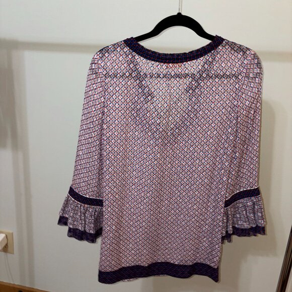 Tory Burch Women's Gwenna Silk Blend Blouse with Tassel Tie - Picture 2 of 3